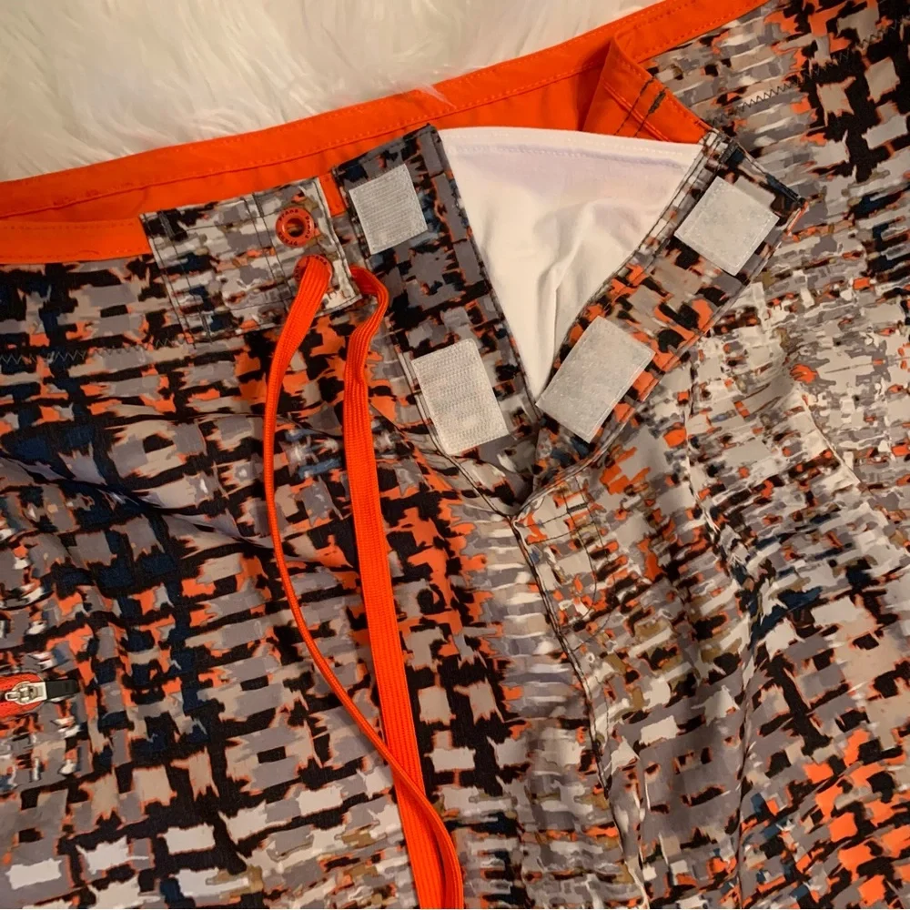 PrAna NWOT Men’s 33 Waist Catalyst Boardshorts Gravel Ripple Orange Brown Beach